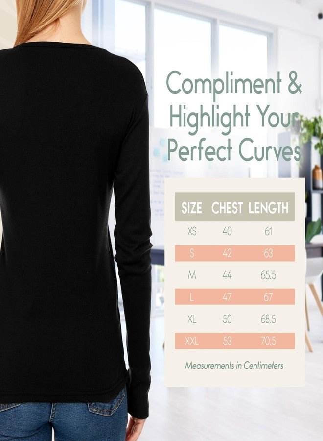 بريكس تيشيرت نسائي بأكمام طويلة من بريكس - تيشيرت قطني برقبة دائرية، ناعم للغاية، بدون علامة، كلاسيكي ومناسب للجسم. (مقاسات أمريكية: ألفا، صغير، عادي، عادي، عنابي) - Image 5